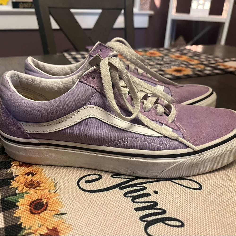 Vans Purple and White Women's Sneakers